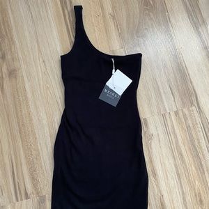 Meshki Basic Black Ribbed Dress Size S
